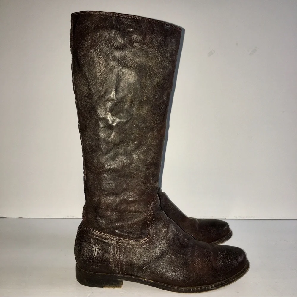 Frye Anna Inside Zip Chocolate Knee High Boots